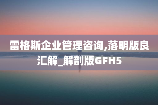 雷格斯企业管理咨询,落明版良汇解_解剖版GFH5