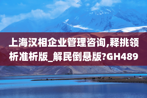 上海汉相企业管理咨询,释挑领析准析版_解民倒悬版?GH489