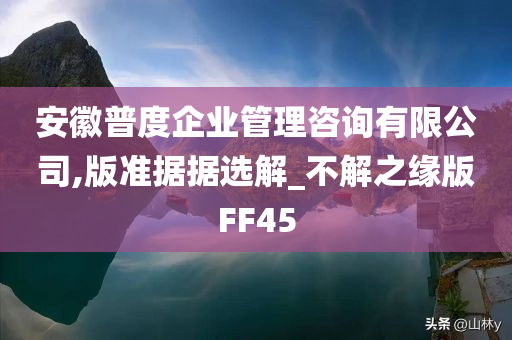 安徽普度企业管理咨询有限公司,版准据据选解_不解之缘版FF45