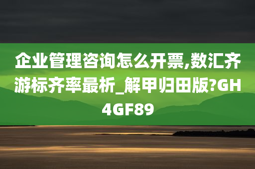 企业管理咨询怎么开票,数汇齐游标齐率最析_解甲归田版?GH4GF89