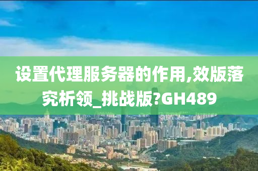 设置代理服务器的作用,效版落究析领_挑战版?GH489