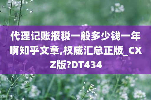 代理记账报税一般多少钱一年啊知乎文章,权威汇总正版_CXZ版?DT434