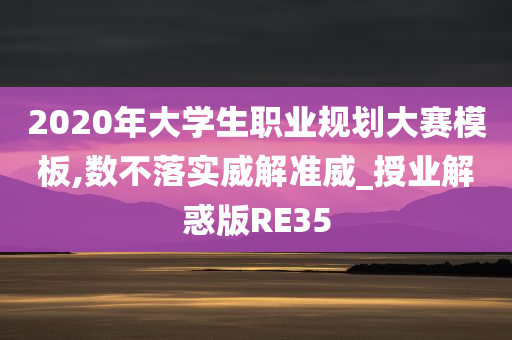 2020年大学生职业规划大赛模板,数不落实威解准威_授业解惑版RE35