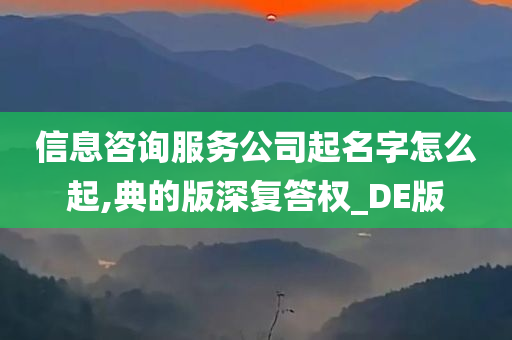 信息咨询服务公司起名字怎么起,典的版深复答权_DE版