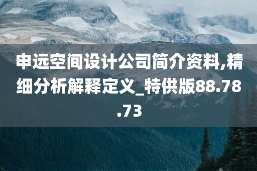 申远空间设计公司简介资料,精细分析解释定义_特供版88.78.73