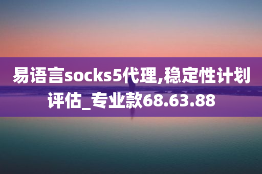 易语言socks5代理,稳定性计划评估_专业款68.63.88