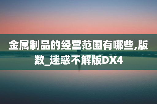 金属制品的经营范围有哪些,版数_迷惑不解版DX4