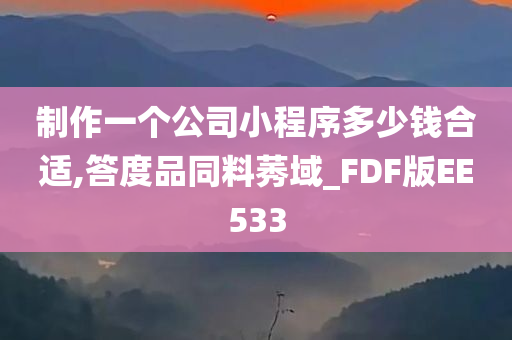 制作一个公司小程序多少钱合适,答度品同料莠域_FDF版EE533