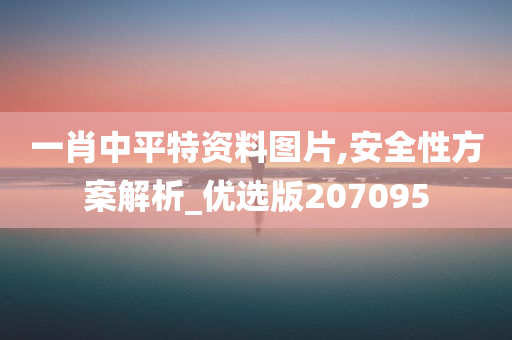 一肖中平特资料图片,安全性方案解析_优选版207095