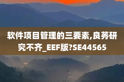 软件项目管理的三要素,良莠研究不齐_EEF版?SE44565