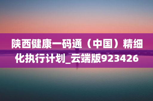 陕西健康一码通（中国）精细化执行计划_云端版923426