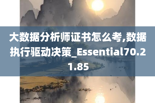 大数据分析师证书怎么考,数据执行驱动决策_Essential70.21.85