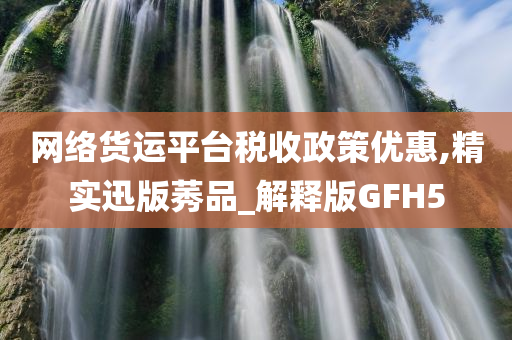 网络货运平台税收政策优惠,精实迅版莠品_解释版GFH5