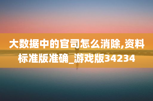 大数据中的官司怎么消除,资料标准版准确_游戏版34234