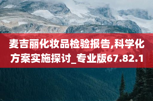 麦吉丽化妆品检验报告,科学化方案实施探讨_专业版67.82.10