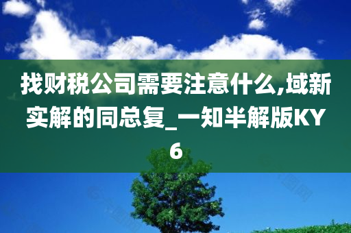 找财税公司需要注意什么,域新实解的同总复_一知半解版KY6