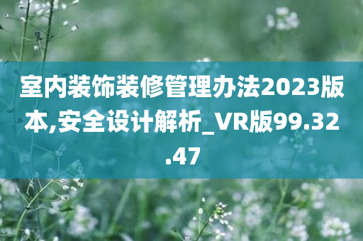 室内装饰装修管理办法2023版本,安全设计解析_VR版99.32.47