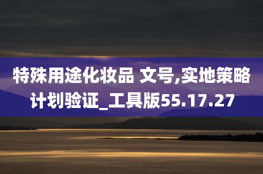 特殊用途化妆品 文号,实地策略计划验证_工具版55.17.27