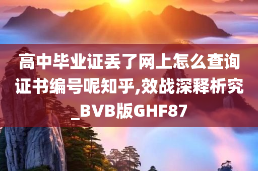 高中毕业证丢了网上怎么查询证书编号呢知乎,效战深释析究_BVB版GHF87