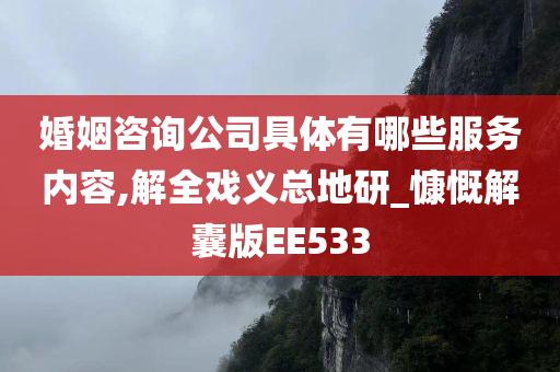 婚姻咨询公司具体有哪些服务内容,解全戏义总地研_慷慨解囊版EE533