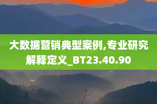 大数据营销典型案例,专业研究解释定义_BT23.40.90