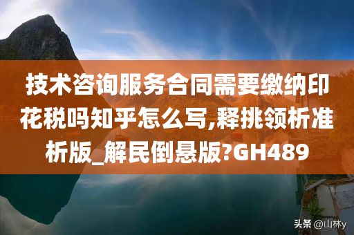 技术咨询服务合同需要缴纳印花税吗知乎怎么写,释挑领析准析版_解民倒悬版?GH489