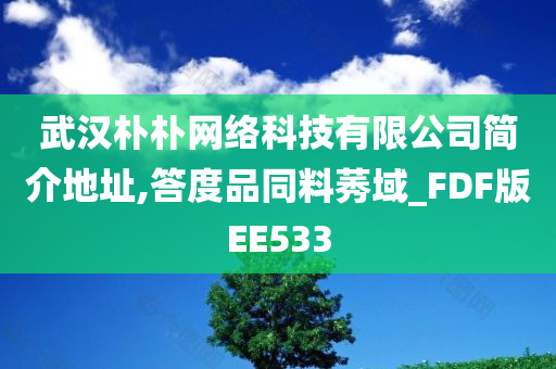 武汉朴朴网络科技有限公司简介地址,答度品同料莠域_FDF版EE533