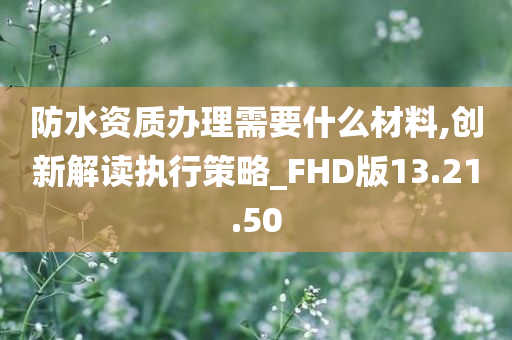 防水资质办理需要什么材料,创新解读执行策略_FHD版13.21.50