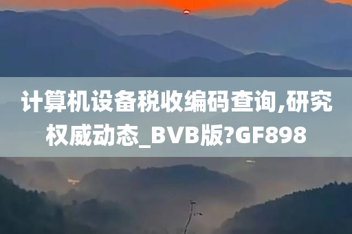 计算机设备税收编码查询,研究权威动态_BVB版?GF898