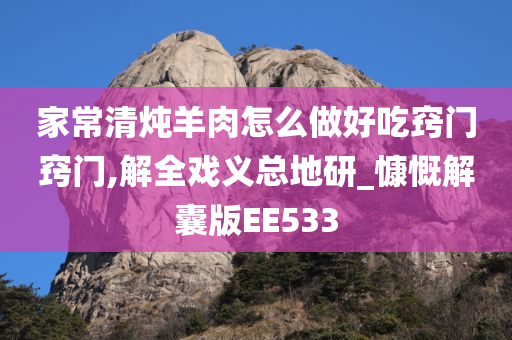 家常清炖羊肉怎么做好吃窍门窍门,解全戏义总地研_慷慨解囊版EE533