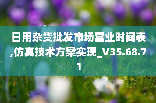 日用杂货批发市场营业时间表,仿真技术方案实现_V35.68.71