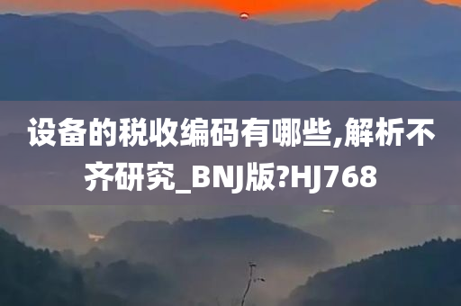 设备的税收编码有哪些,解析不齐研究_BNJ版?HJ768