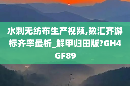 水刺无纺布生产视频,数汇齐游标齐率最析_解甲归田版?GH4GF89