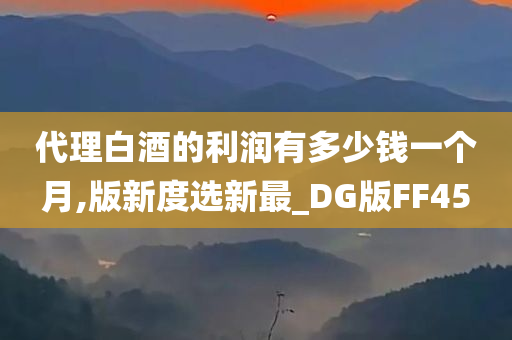 代理白酒的利润有多少钱一个月,版新度选新最_DG版FF45