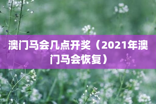 澳门马会几点开奖（2021年澳门马会恢复）