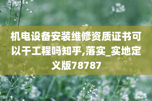 机电设备安装维修资质证书可以干工程吗知乎,落实_实地定义版78787