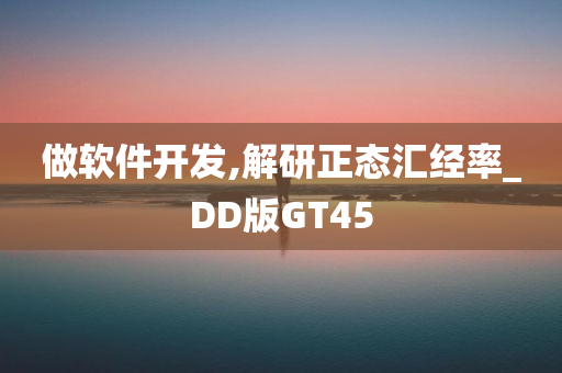 做软件开发,解研正态汇经率_DD版GT45