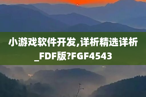 小游戏软件开发,详析精选详析_FDF版?FGF4543