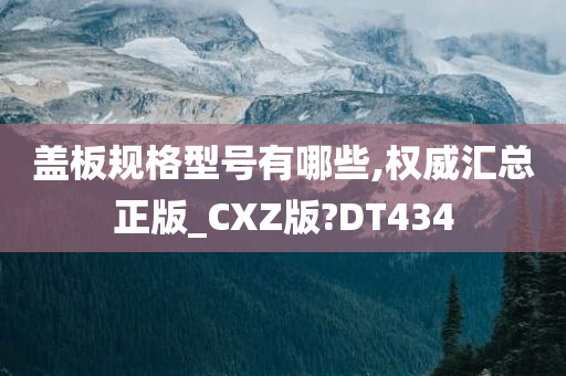 盖板规格型号有哪些,权威汇总正版_CXZ版?DT434