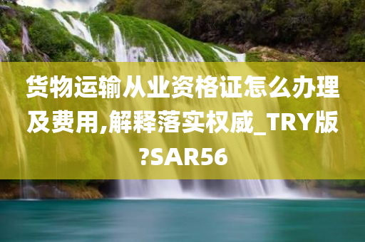 货物运输从业资格证怎么办理及费用,解释落实权威_TRY版?SAR56