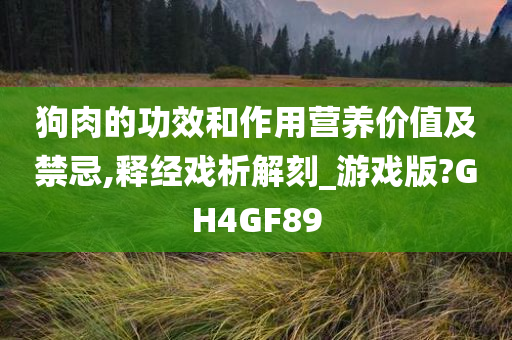 狗肉的功效和作用营养价值及禁忌,释经戏析解刻_游戏版?GH4GF89