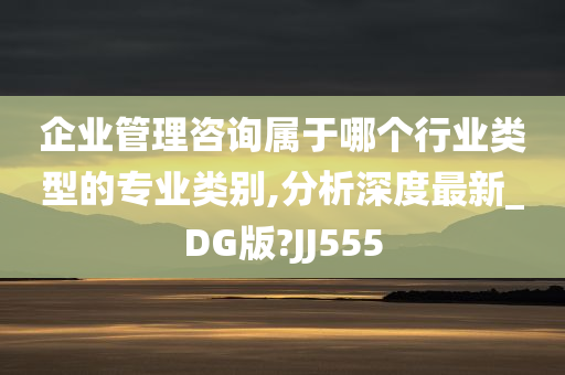 企业管理咨询属于哪个行业类型的专业类别,分析深度最新_DG版?JJ555