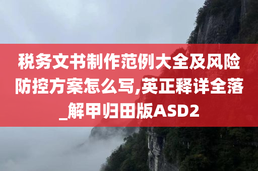 税务文书制作范例大全及风险防控方案怎么写,英正释详全落_解甲归田版ASD2