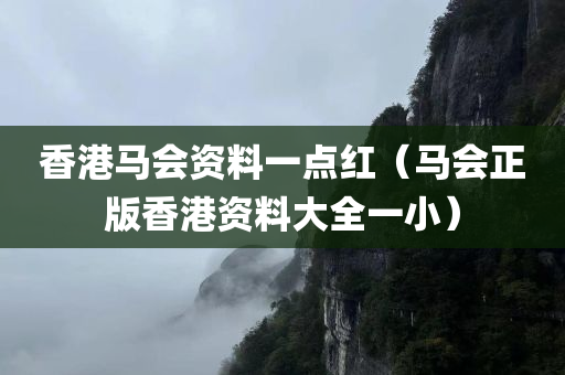 香港马会资料一点红（马会正版香港资料大全一小）