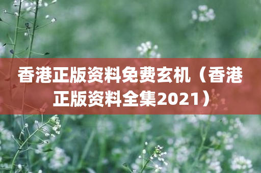 香港正版资料免费玄机（香港正版资料全集2021）