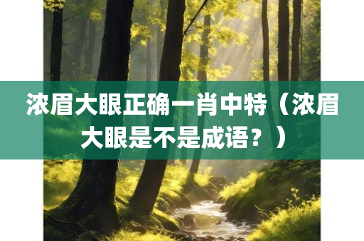 浓眉大眼正确一肖中特（浓眉大眼是不是成语？）