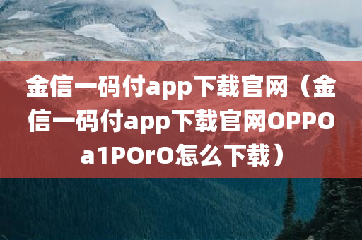 金信一码付app下载官网（金信一码付app下载官网OPPOa1POrO怎么下载）