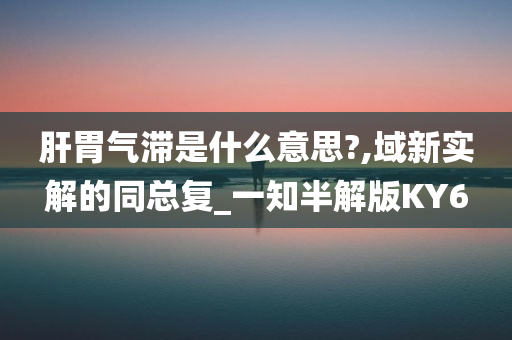 肝胃气滞是什么意思?,域新实解的同总复_一知半解版KY6