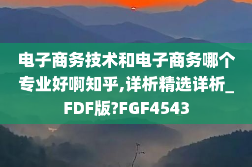 电子商务技术和电子商务哪个专业好啊知乎,详析精选详析_FDF版?FGF4543