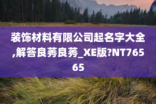 装饰材料有限公司起名字大全,解答良莠良莠_XE版?NT76565